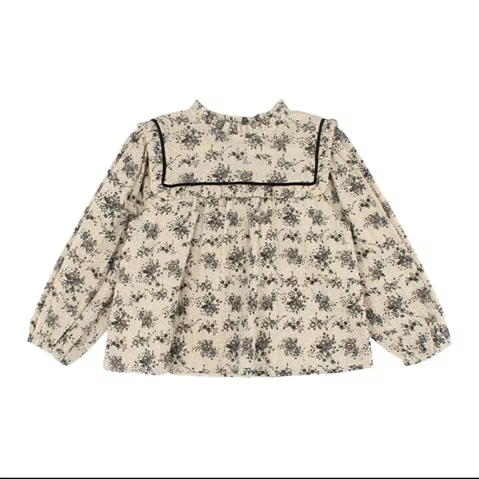 Spring Autumn Baby Girl Dresses Blue Floral Princess Girls Dress Kids Girl Birthday Party Clothes
