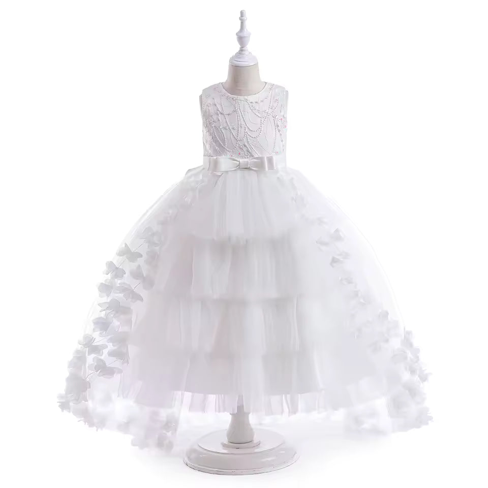 Summer Trailing Flower Party Girls Dress Tulle Bridesmaids Wedding Princess Dresses for Girl Birthday Evening Christmas Costumes