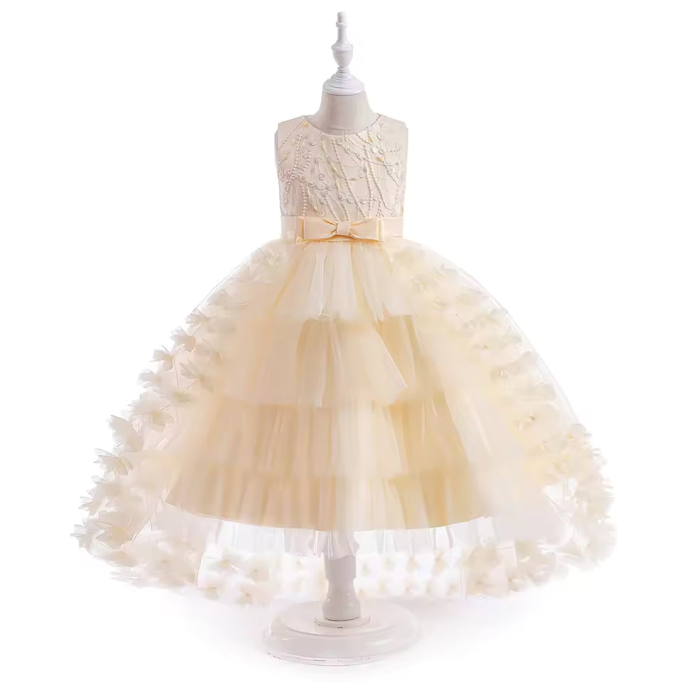 Summer Trailing Flower Party Girls Dress Tulle Bridesmaids Wedding Princess Dresses for Girl Birthday Evening Christmas Costumes