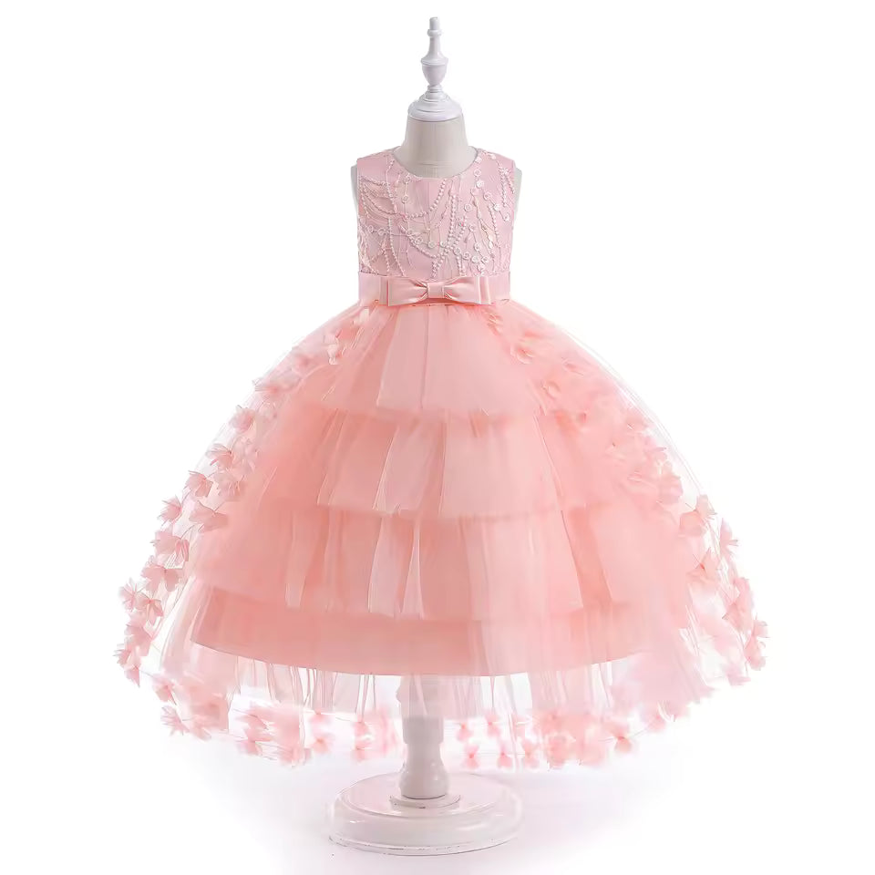 Summer Trailing Flower Party Girls Dress Tulle Bridesmaids Wedding Princess Dresses for Girl Birthday Evening Christmas Costumes
