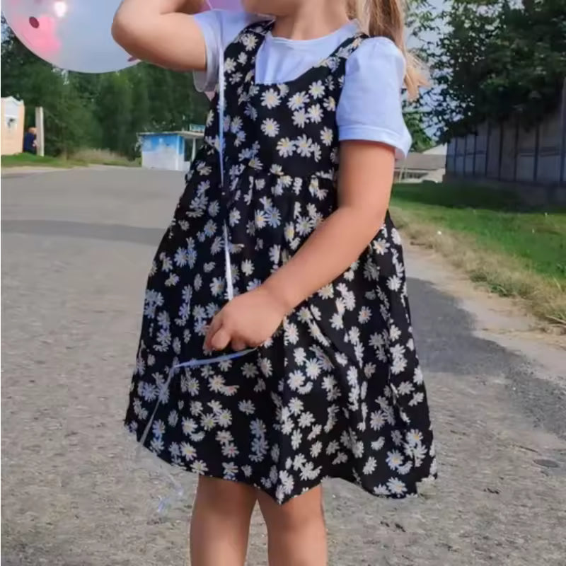 Girls Casual Dresses Little Daisy Printed Slip Sleeveless Dress Kids Dresses for Girls 2 To 6 Years Flower Girl Dresses Weddings