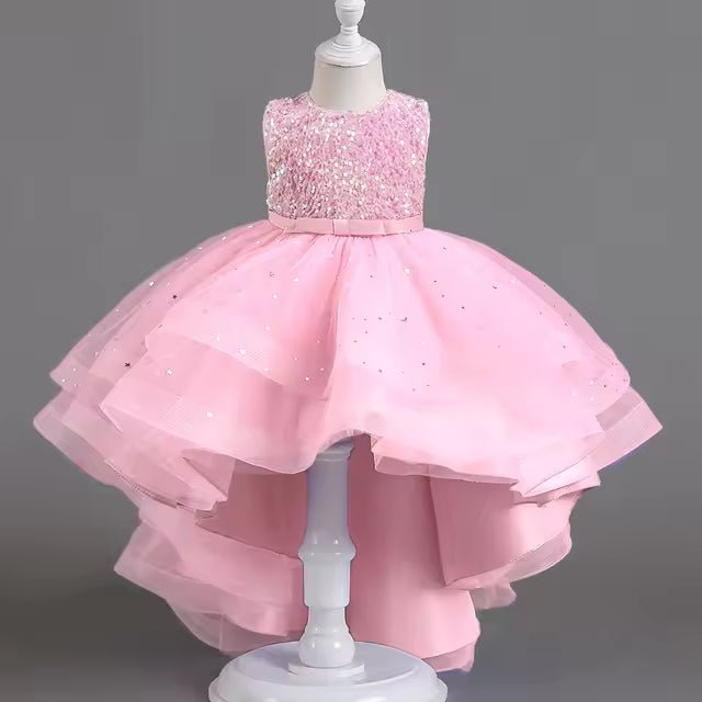 Flower Girls Princess Sequins Baby Wedding Christmas Party Trailing Dress Teenager Children Kids Elegant Vestidos for 3-15Years