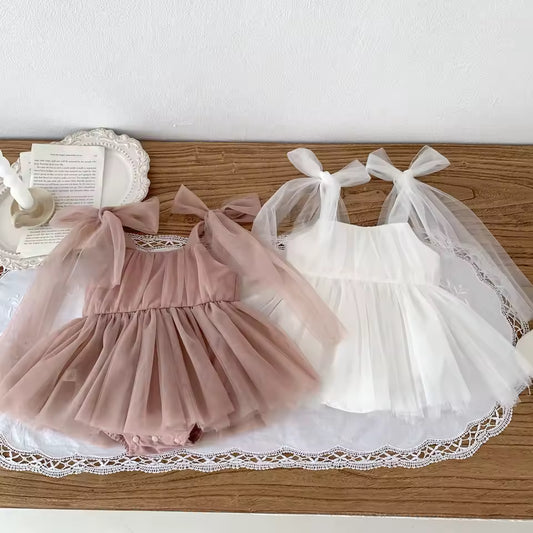 Summer Baby Romper Set Lace Polka Dots Toddler Princess Dress Infant Girls Bodysuit Baby Onesies 0-24 M