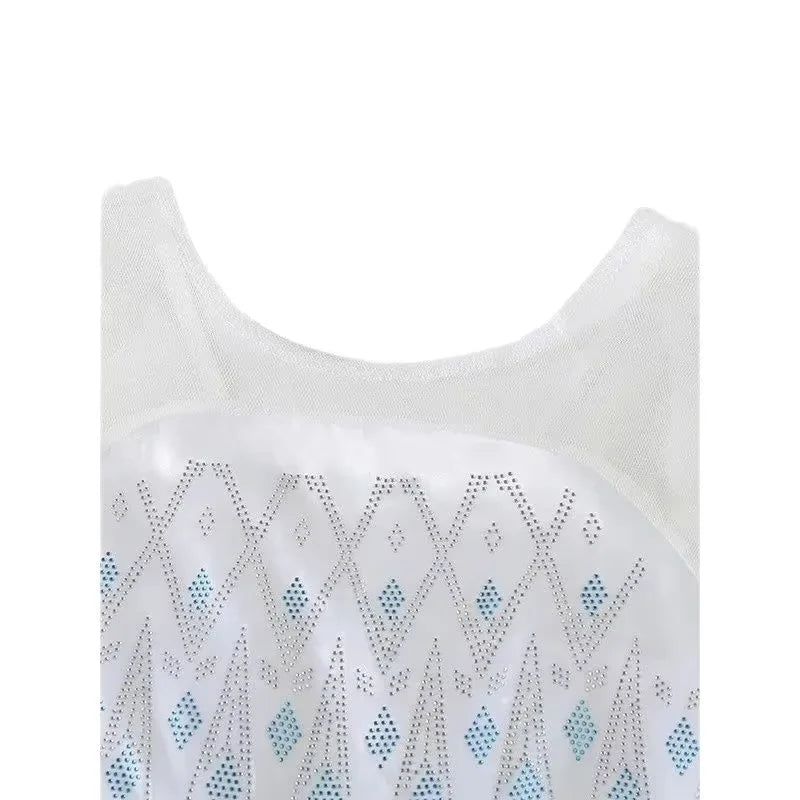 Disney Elsa Princess Dress For Girl White Printed Long-Sleeved Lace Dress Festive Party Gift Set Frozen Dress Fire Spirit Olaf