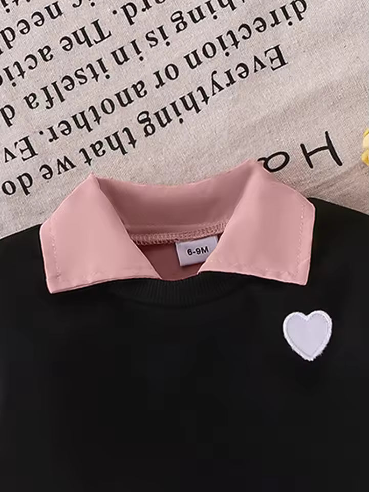 2CPS Autumn New Style For Girls 0-3 Years Old, Comfortable Fashionable Casual Multicoloured Shirt Dress + Black Vest
